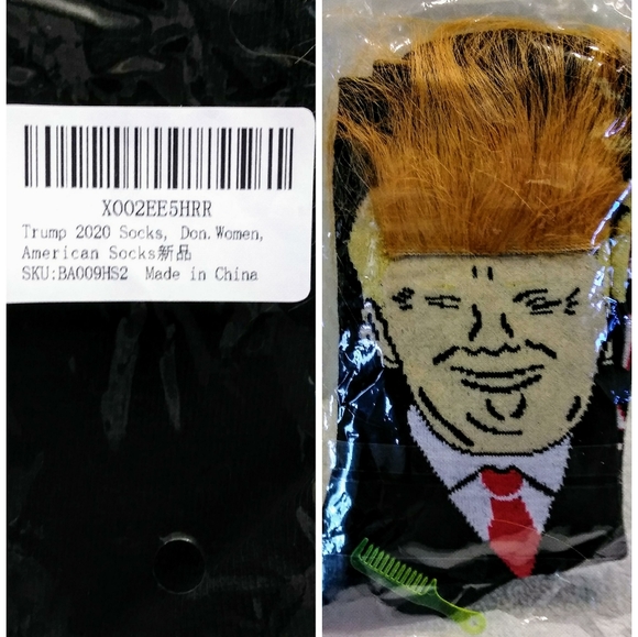 Novelty Socks..🌠Trump 2020🌠 w/Comb-over Hair - Picture 4 of 4